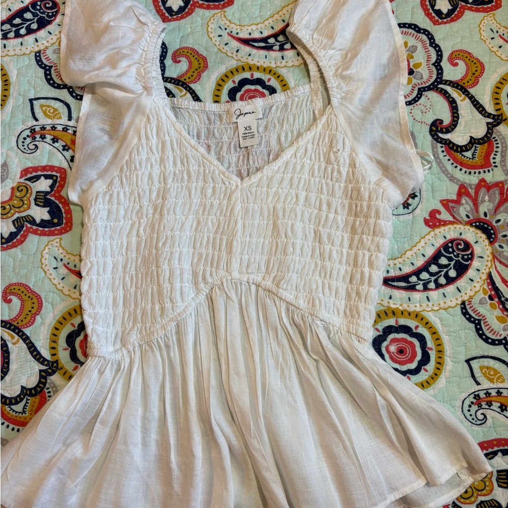 Jessica Simpson Cream Smocked Blouse